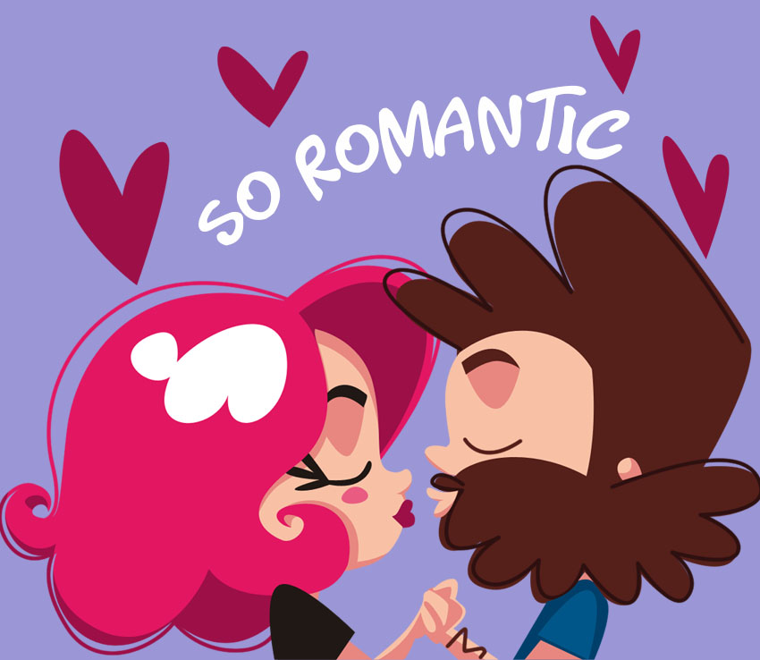 Max & Cherry pocekt in procinto di baciarsi con romanticismo